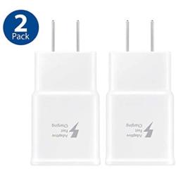 Samsung Adaptive Fast Charging Wall Charger Adapter Compatible with Samsung Galaxy S6 S7 S8 S9 S10 / Edge/Plus/Active, Note 5,Note 8, Note 9 and More (2 Pack) ChiChiFit Quick Charge (White)