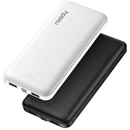 2-Pack Miady 15000mAh Portable Charger, Power Bank/w Two 5V/2A USB Output Ports and USB C Fast Input, Portable Phone Charger Compatible with iPhones, Android Smartphones and More