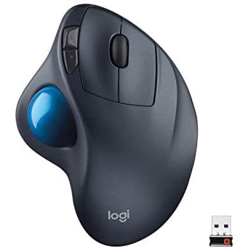 Logitech M570 Wireless Trackball Mouse – Ergonomic Design with Sculpted Right-Hand Shape, Compatible with Apple Mac and Microsoft Windows Computers, USB Unifying Receiver, Dark Gray