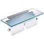 Hiendure Toilet Paper Holder,Double Bathroom Roll Tissue Holders Paper Dispenser with Glass Shelf and 2 Lids