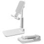 Adjustable Cell Phone Stand, Foldable Desktop Cell Phone Holder Cradle Dock Holder, Phone Stand for iPhone and All Smart Phones and Tablets(White)