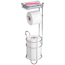 FTGO Metal Freestanding Toilet Paper Holder, Can Store 3 Spare Rolls of Toilet Paper, Dispenser with Mobile Phone Storage Rack, Mobile Phone -Bathroom Storage Rack