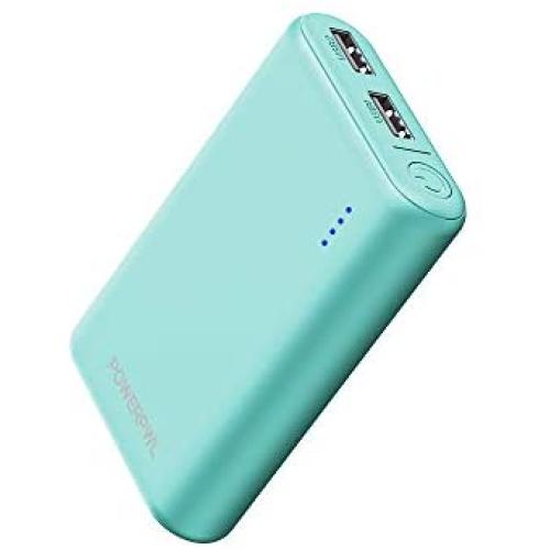 (Pocket-Size) Portable Charger Quick Charge POWEROWL (10000mAh, Dual High-Speed Output, Universal) Lightest Travel Power Bank, External Battery Pack for Smartphone - Teal