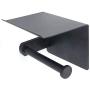 NUZAMAS Self Adhesive Toilet Paper Holder, Top Plate Phone Holder, Stainless Steel Wall Mount Drill Free, Black Toilet Roll Holder, Towel Hanger for Bathroom Kitchen Home