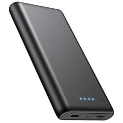 Portable Charger 24800mAh Power Bank with Smart LED Status, Dual USB Outputs, External Battery Pack Portable Phone Charger for iPhone, Samsung Galaxy, Tablet and More (Black)