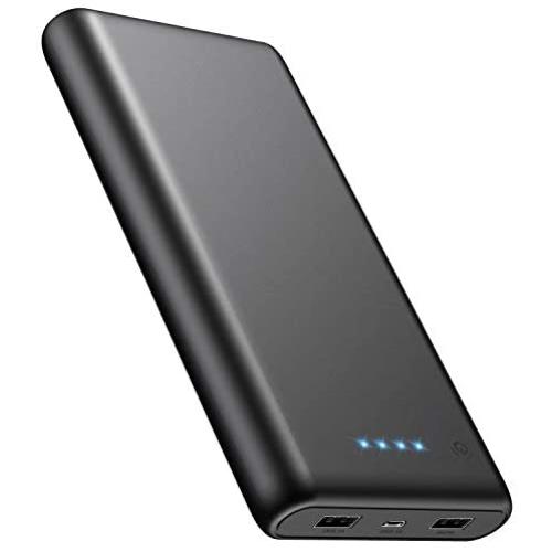 Portable Charger 24800mAh Power Bank with Smart LED Status, Dual USB Outputs, External Battery Pack Portable Phone Charger for iPhone, Samsung Galaxy, Tablet and More (Black)
