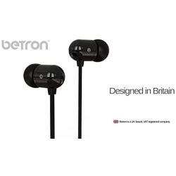 Betron B750s Earphones, Wired in-Ear Headphones, Noise Isolating Tangle-Free Earbuds, Heavy Deep Bass, Compatible with iPhone, iPad, MP3 Players, Samsung Smartphones, Tablets and Laptops, Black