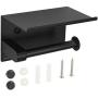 Wahtool Toilet Paper Holder and Shelf 304 Stainless Steel Bathroom Accessories, Paper Roll Holder or Smartphone Shelf, Wall Mounted for Bathroom, Black Matte