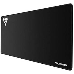 VicTsing [30% Larger Extended Gaming Mouse Pad with Stitched Edges, Long XXL Mousepad (31.5x15.7In), Desk Pad Keyboard Mat, Non-Slip Base, Water-Resistant, for Work & Gaming, Office & Home, Black