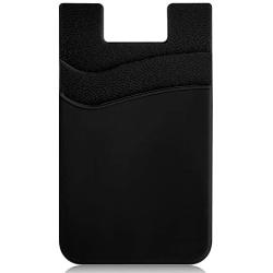 BIAJIYA Phone Card Holder Silicone Wallet, Stick-on ID Credit Card Double Pockets for Smartphones iPhone/Android/Samsung Galaxy (1PC)