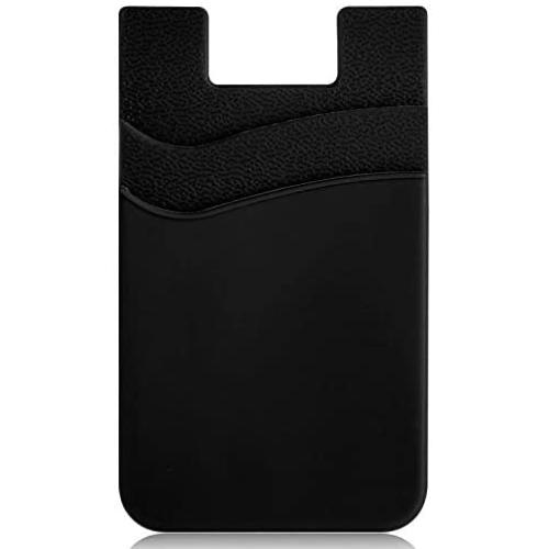 BIAJIYA Phone Card Holder Silicone Wallet, Stick-on ID Credit Card Double Pockets for Smartphones iPhone/Android/Samsung Galaxy (1PC)