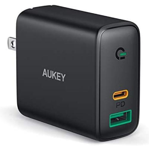 AUKEY USB C Charger 30W and 12W Power Delivery 3.0 Fast Charger with Dynamic Detect, USB C Wall Charger Dual Port for iPhone 11 Pro Max, iPhone SE, Google Pixel 4 XL, MacBook Air, iPad Pro