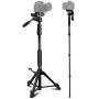 Camera Tripod Portable Aluminum Alloy Camera Tripod Monopod with 3-Way Swivel Pan Head and Carrying Bag for DSLR, DV Video Camcorder, Phone (BJ-368)