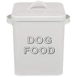 Morezi Dog Treat and Food Storage Tin with Lid and Serving Scoop Included - Cream Powder - Coated Carbon Steel - Tight Fitting Lids - Storage Canister Tins