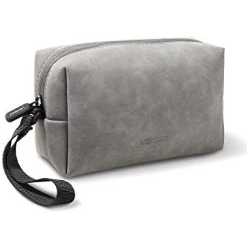 UGREEN Electronics Accessories Organizer Bag, Leather Storage for Wired Headphones Earphone USB Cable Cell Phones PC Digital Accessories