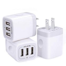 Wall Charger, USB Charger Adapter, Ailkin 3.1A/3Pack Muti Port Fast Charging Station Power Charge Base Block Plug Replacement for Phone 11Pro Max/X/8/7 Plus, Samsung S9/S8/S7, Kindle Fire USB Plug