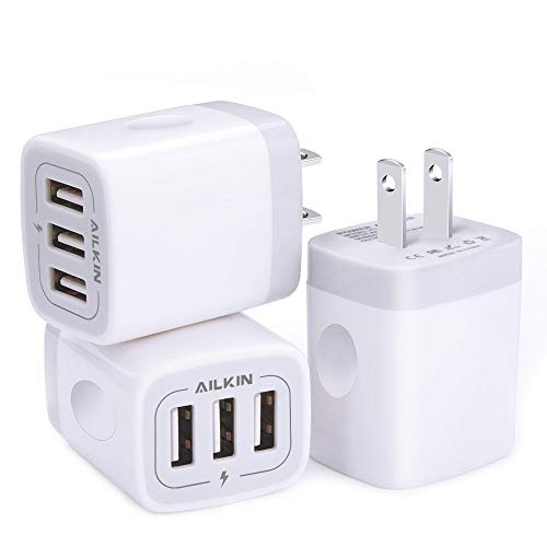 Wall Charger, USB Charger Adapter, Ailkin 3.1A/3Pack Muti Port Fast Charging Station Power Charge Base Block Plug Replacement for Phone 11Pro Max/X/8/7 Plus, Samsung S9/S8/S7, Kindle Fire USB Plug