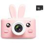 VUWOR D3+ Kids Camera 8MP HD Video Camcorder Shockproof Mini Digital Video Camera Toy for Children with Pink Rabbit & Blue Elephant Silicone Cover 16GB Memory Card Included (Pink)