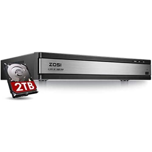 ZOSI Full 1080p H.265+ 16 Channel DVR for Security Camera with Hard Drive 2TB, Hybrid 4-in-1 CCTV DVR Surveillance System(Analog/AHD/TVI/CVI),Motion Detection,Mobile Remote Control,Email Alarm