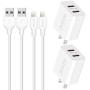 Apple MFi Certified iPad Charger iPhone Charger 6 FT Sync & Fast Charging Lightning Cable with 2 Port USB Wall Charger Travel Plug Compatible iPad 4 Mini Air Pro, iPhone 11 XS XR X 8 7 6s 6 Plus SE 5s