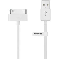 POWERADD Apple Certified iPhone 4 4s 3G 3GS iPad 1 2 3 iPod Touch Nano 30 Pin Charger USB Sync Cable Charging Cord Dock Adapter Data 4 Feet White (1 pcs, White)