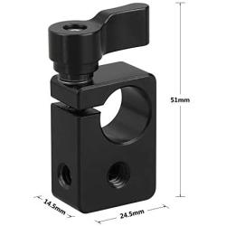 CAMVATE 15mm Single Rod Clamp Adapter with Black Thumbscrew Locking Knob (2 Pieces)