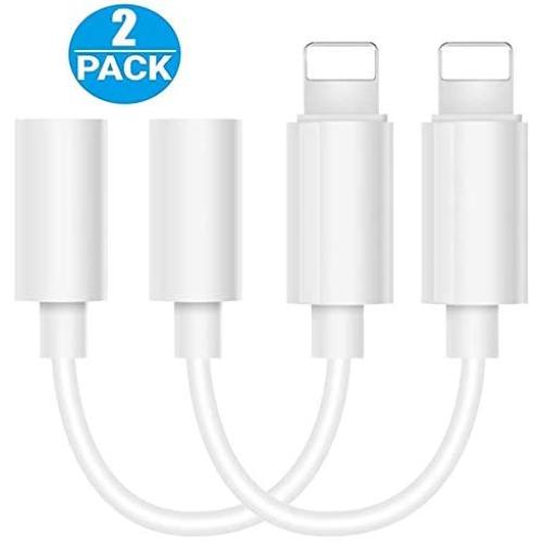 2 Pack(Apple MFi Certified) for iPhone Lightning to 3.5 mm Headphone Jack Adapter,Earphone Audio Jack Aux Connector for iPhone 11/7/7Plus/ 8/8Plus/X/10/XR/Xs/Xs Max Support Music Control-iOS 13