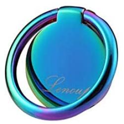 lenoup Rainbow Cell Phone Ring Stand Holder,Blue Multicolor Ring Grip Kickstand,360 Rotation Metal Finger Ring for Almost All Phones,Pad