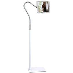 Creatop Tablet Floor Stand with Flexible Gooseneck and Stable Aluminum Base Suitable for 3.5” - 10.6” Smart Phone & Tablet White