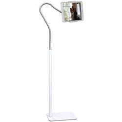 Creatop Tablet Floor Stand with Flexible Gooseneck and Stable Aluminum Base Suitable for 3.5” - 10.6” Smart Phone & Tablet White