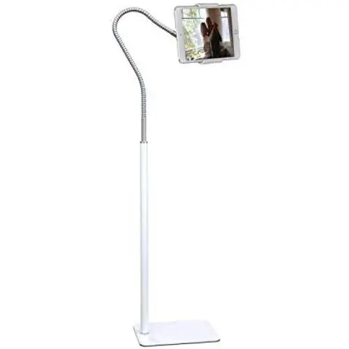 Creatop Tablet Floor Stand with Flexible Gooseneck and Stable Aluminum Base Suitable for 3.5” - 10.6” Smart Phone & Tablet White Creatop Tablet Floor Stand with Flexible Gooseneck and Stable Aluminum Base Suitable for 3.5” - 10.6” Smart Phone & Tablet White