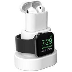 Moretek Charger Stand for Apple Watch 38mm 42mm 40mm 44mm iWatch Series 1 2 3 4 5 Apple Watch Charging Stand Holder, AirPods Accessory Charger Dock (White)