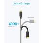 Anker [2-Pack 6ft] Nylon Braided Tangle-Free Micro USB Cable with Gold-Plated Connectors for Android, Samsung, HTC, Nokia, Sony and More (Black)