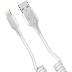 ONE PIX Coiled Lightning Cable for iPhone (2 Pack), MFi Certified Coil Car Charger Cable Compatible with iPhone 11/XS/XS Max/XR/X/8/8 Plus/7/7 Plus/6s/6s Plus/6/6 Plus/SE/5s/5c/5/iPad/iPod - White