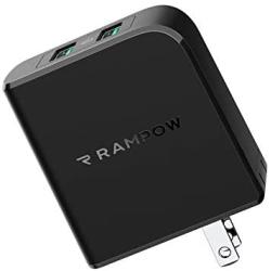 USB Charger, RAMPOW Quick Charge 3.0 39W Dual Port USB Wall Charger with Foldable Plug, Fast Charger Compatible with iPhone 11/Xs/XS Max/XR/X/8, iPad, Samsung, HTC, LG and More