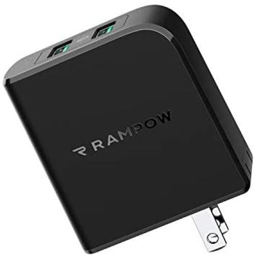 USB Charger, RAMPOW Quick Charge 3.0 39W Dual Port USB Wall Charger with Foldable Plug, Fast Charger Compatible with iPhone 11/Xs/XS Max/XR/X/8, iPad, Samsung, HTC, LG and More