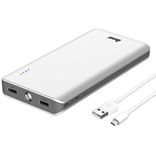 Power Bank Portable Charger 20000mah High Capacity Battery Pack Dual Micro 4A Faster Inputs Compatible LED Flashlight Smart Devices Android Phone and Other Cellphones White (2 Micro Cables Include)