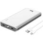 Power Bank Portable Charger 20000mah High Capacity Battery Pack Dual Micro 4A Faster Inputs Compatible LED Flashlight Smart Devices Android Phone and Other Cellphones White (2 Micro Cables Include)