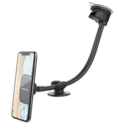 Magnetic Truck Car Phone Mount with 13-inch Flexible Long Arm, Anti-Shake Cell Phone Holder for Truck, 360 Rotation Windshield Dashboard Strong Suction Car Mount Compatible with iPhone Samsung Galaxy