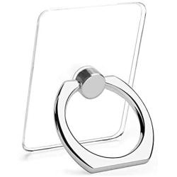 Transparent Cell Phone Ring Holder, 360 Degree Rotation, Finger Grip Stand Holder iPhone and ipad Tablet Ring Holder (2 Black + 2 Silver)