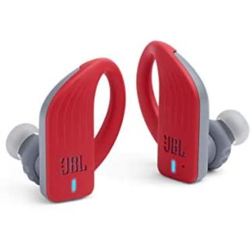 JBL ENDURANCE PEAK - True Wireless Earbuds, bluetooth sport headphones with microphone, Waterproof, up to 28 hours battery, charging case and quick charge, works with Android and Apple iOS (red)