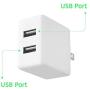 USB Wall Charger by TalkWorks | 12W/2.4A | Dual Port Universal Cell Phone Charger Adapter For Apple iPhone, iPad, Nintendo Switch, Android for Samsung Galaxy, Bluetooth Speaker, Tablet  - White