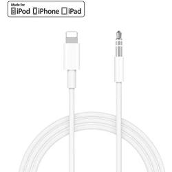 [Apple MFi Certified] iPhone AUX Cord for Car Stereo, Lightning to 3.5mm Audio Cable Compatible for iPhone 11/11 Pro/XS/XR/X 8 7 6/iPad, iPod to Speaker, Home Stereo, Headphone, Support iOS 13 (White)