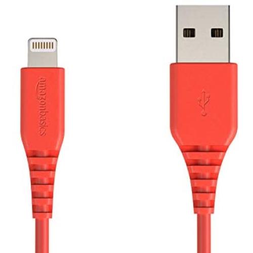 AmazonBasics MFi-Certified Lighting to USB A Cable for Apple iPhone and iPad - 4 Inches (10 Centimeters) - Red