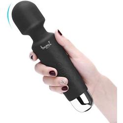 Cordless Wand Massager Handheld Therapeutic Vibrating Power for Travel Gift Magic Stress Away Suit for Muscle Aches and Personal Sports Recovery Waterproof Powerful Massager (Black)