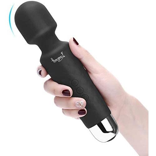 Cordless Wand Massager Handheld Therapeutic Vibrating Power for Travel Gift Magic Stress Away Suit for Muscle Aches and Personal Sports Recovery Waterproof Powerful Massager (Black)