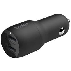Belkin Dual USB Car Charger 24W (Boost Charge Dual Port Car Charger, 2-Port USB Car Charger) iPhone Car Charger, Android Car Charger (CCB001btBK)
