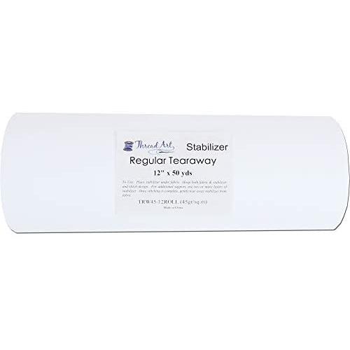 Threadart Tearaway Embroidery Stabilizer | 1.6 oz Medium Weight | 12" x 50 yd roll | For Machine Embroidery | Also Available Over 20 Additional Styles of Cutaway, Washaway, Tearaway, Sticky in Rolls and Precut Sheets