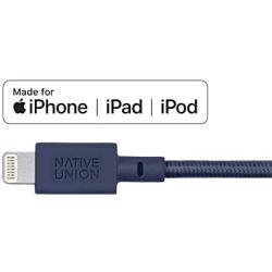 Native Union Night Cable - 10ft Ultra-Strong Reinforced [Apple MFi Certified] Durable Lightning to USB Charging Cable with Weighted Knot for iPhone/iPad (Marine)