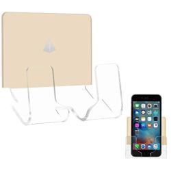 TXesign Adhesive Wall Phone Holder Mount for Smartphones iPhone External Battery Wall Holder Mount (Silky Beige & Transparent)